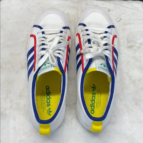 Adidas White Sneakers with Blue and Red Accents - Picture 6 of 10